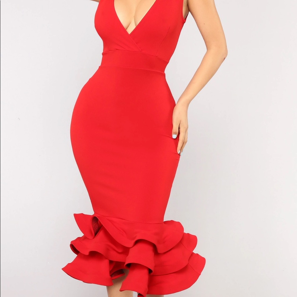 Fashion Nova Red Ruffle Dress Valentines Day dress